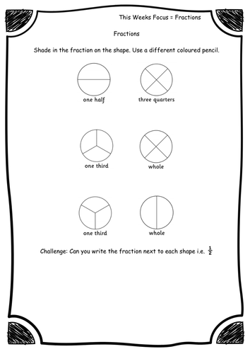 Year 2 - Fractions - Fraction of shape - Worksheets - Differentiated