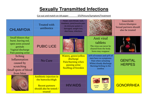 Sexually Transmitted Infections Sti Starter Activity Worksheet Matching Exercise By Lesley1264 0163