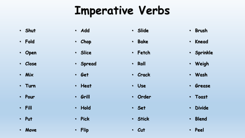 Imperative Verbs By Krisgreg30 Teaching Resources Tes