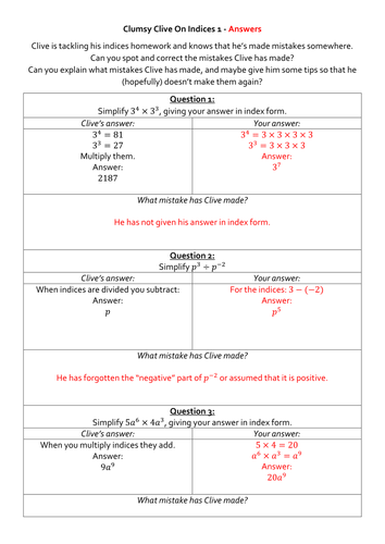 Indices worksheet with answers pdf image