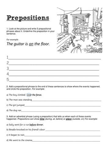 Preposition homework ks2 08 picture