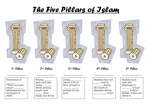 Worksheets Five Pillars Of Islam Worksheet 5 pillars of islam worksheet by edithmaud teaching resources tes