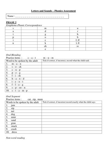 Letters And Sounds Assessment Sheets By GingerCC Teaching Resources Tes