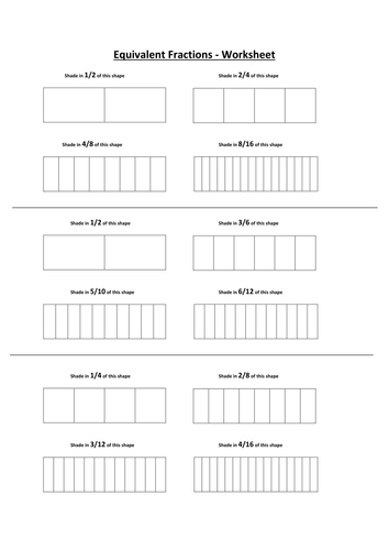 Equivalent fractions worksheet by daveomac - Teaching Resources - Tes