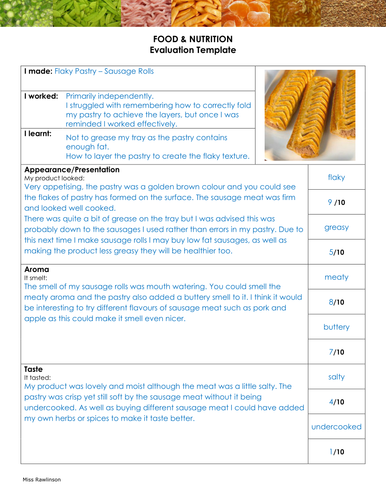 Gcse food technology coursework evaluation