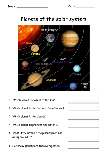 Simple Planets Worksheet by Tracey1981 - Teaching Resources - Tes