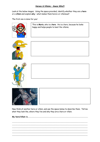 Heroes & Villains Intro by Shelley_C_1985 - Teaching Resources - Tes
