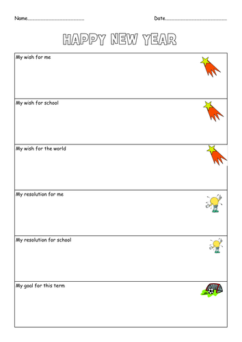 New Year Resolution and goal sheet by Ann50 - Teaching Resources - Tes