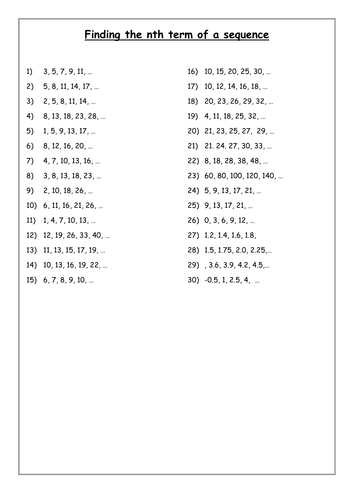 finding the nth term of a linear sequence by jane.langridge - Teaching
