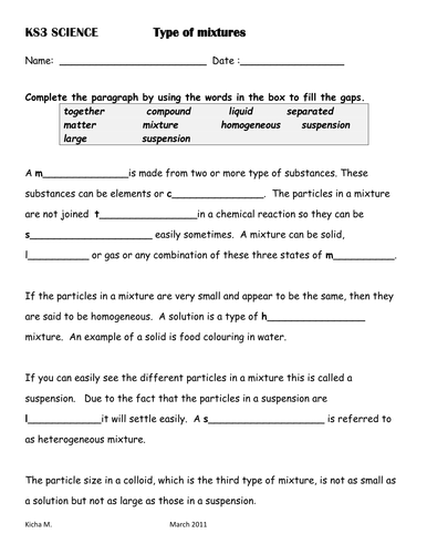 Worksheets Types Of Mixture Worksheets types of mixtures worksheet pixelpaperskin by kicha teaching resources tes