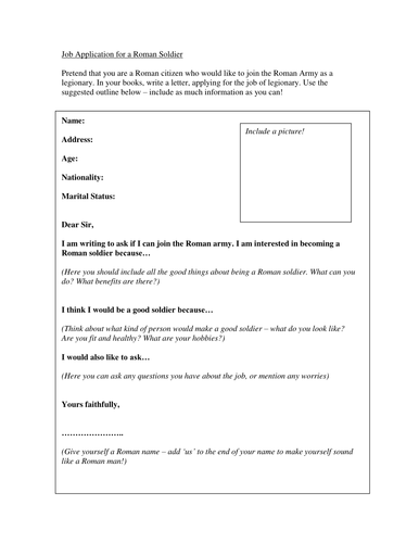 job application letter ks2