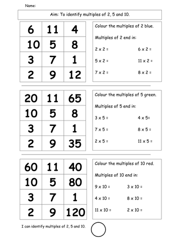 Multiples Of 2 5 And 10 Worksheet Ks1