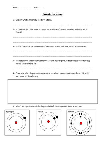 Worksheets Worksheet Atomic Structure atomic structure worksheet by edp10ch teaching resources tes