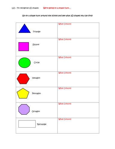 2D Shape hunt by bect - Teaching Resources - Tes