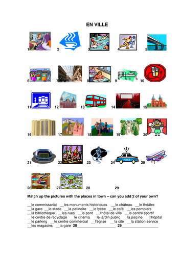 en ville places in town in French by anyholland - Teaching Resources - Tes