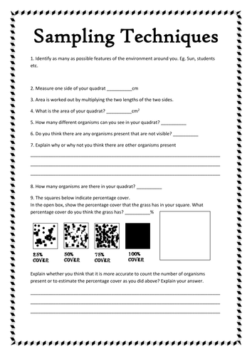 Introduction To Quadrats And Sampling By Jeltjie Teaching Resources Tes