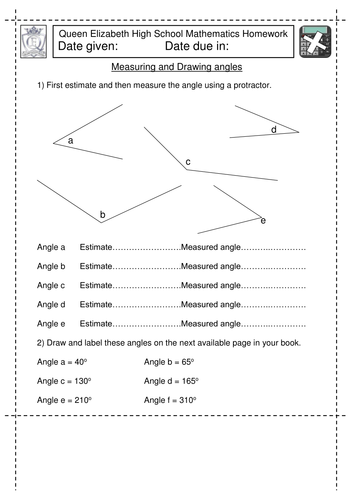 Worksheets Drawing Angles Worksheet ks3 maths measure and draw angles worksheet by jlcaseyuk teaching resources tes