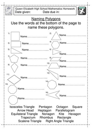 KS2 Maths worksheet: Naming Polygons by jlcaseyuk - Teaching Resources