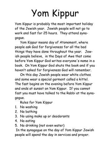 Yom Kippur by njonesford - Teaching Resources - Tes