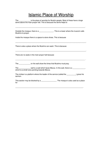 Mosque worksheet by Emmamartinez1507 - Teaching Resources - Tes