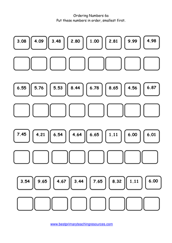 Year 6 maths worksheet Ordering Numbers by bestprimaryteachingresources