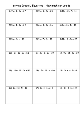 Solving Equations Worksheets by mrbuckton4maths - Teaching Resources - Tes