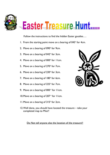 Worksheets Treasure Hunt Math Worksheet bearings easter treasure hunt by helbel11 teaching resources tes