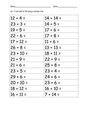 Addition to 30 using a number line by Missb83 - Teaching Resources - Tes