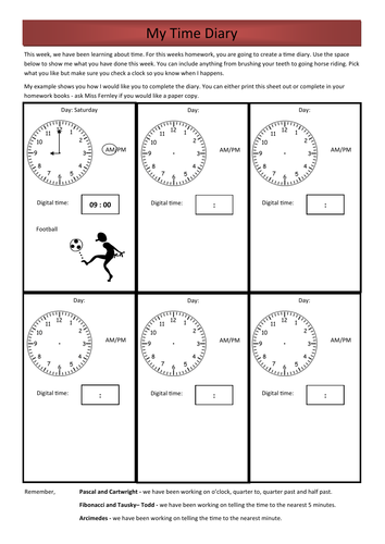 Time worksheets homework