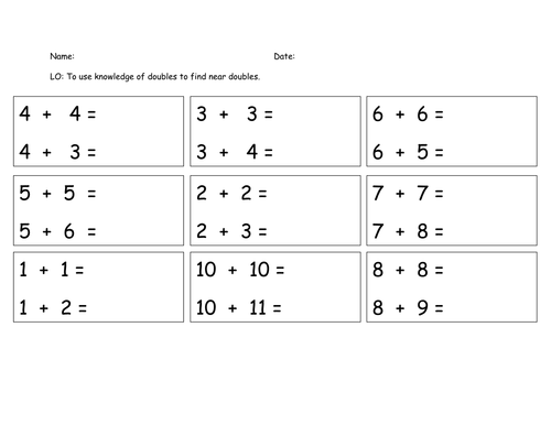 Near Doubles by sarahdawnrees - Teaching Resources - Tes