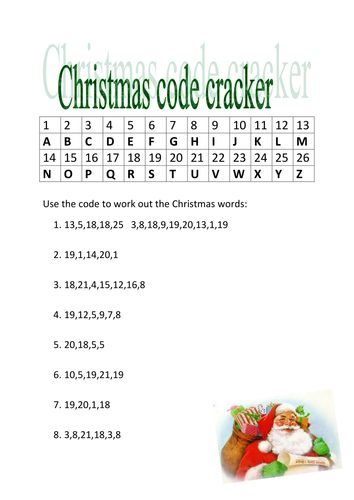 Christmas code cracker activity by kayld - Teaching Resources - Tes