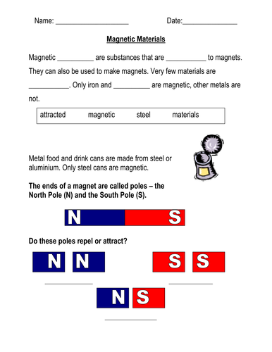 Magnets Worksheet 3rd Grade