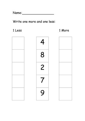 One more/less worksheet by lawood0 - Teaching Resources - Tes