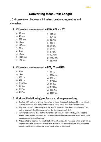 Converting Measures: Length by linzik - Teaching Resources - Tes