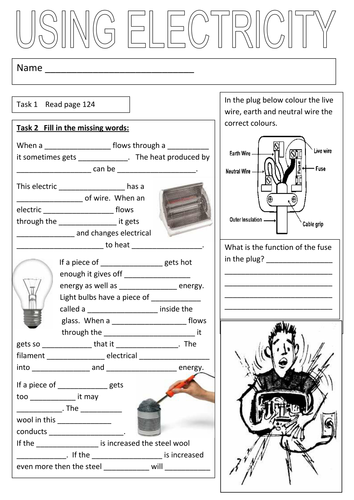 YEAR 7 ELECTRICITY COVER by coreenburt - Teaching Resources - Tes