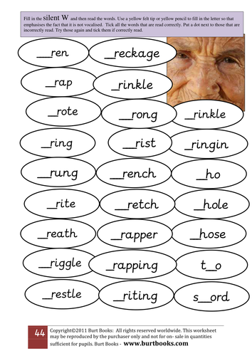 SILENT W WORKSHEET 3. by coreenburt - Teaching Resources - Tes