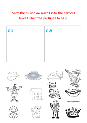 Worksheets Ou Ow Worksheets jolly phonics sorting ou and ow words by groov e chik teaching resources tes