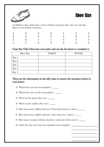 Tally Chart worksheets and questions about data by MissSWillis