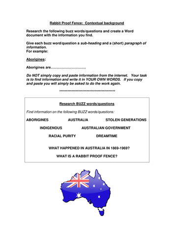 Rabbit Proof Fence by smumford10 - Teaching Resources - Tes