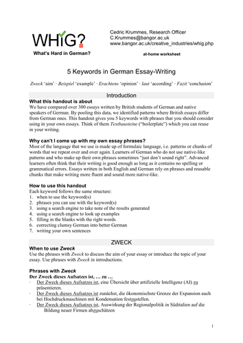 German essay sentences