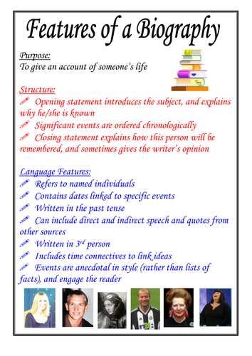 Features Of A Biography Poster By Moshing Teaching Resources Tes