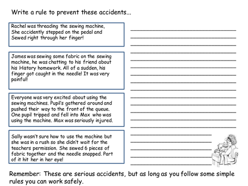 Starter activity: Sewing machine safety rules by amyrees - Teaching