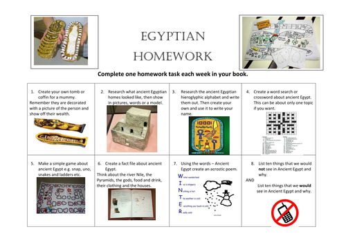 ancient egypt homework tasks