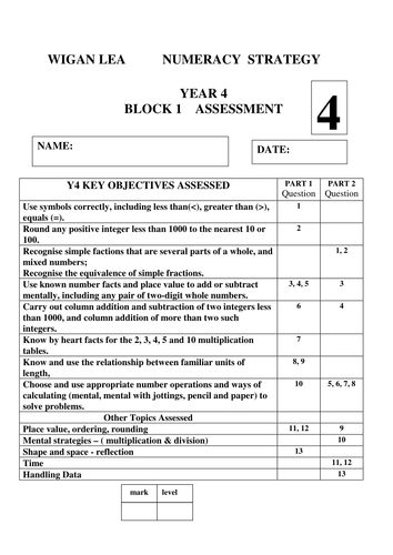Worksheets Year 4 Maths wigan resources year 4 by jomax766 teaching tes
