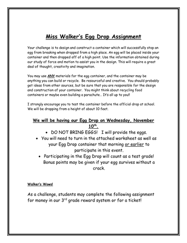 Egg Drop Activity by caitwalker - Teaching Resources - Tes