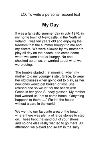 Personal recount essay structure picture