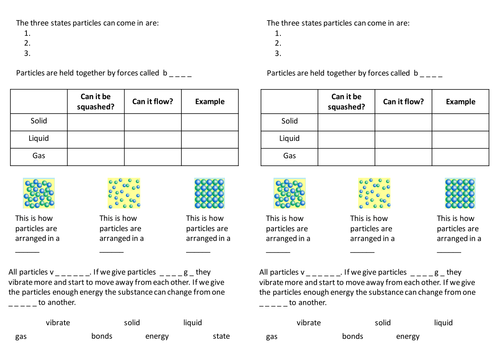 Particle theory - student worksheets by neanderthalchick - Teaching