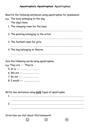 Possessive apostrophe worksheet with answers pdf picture