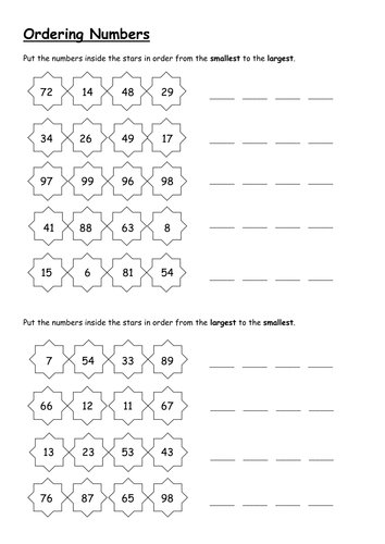 Ordering Numbers Worksheet Ks1