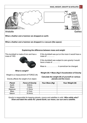 Year 8: Space, mass, gravity, weight & satellites. by TRF23 - Teaching